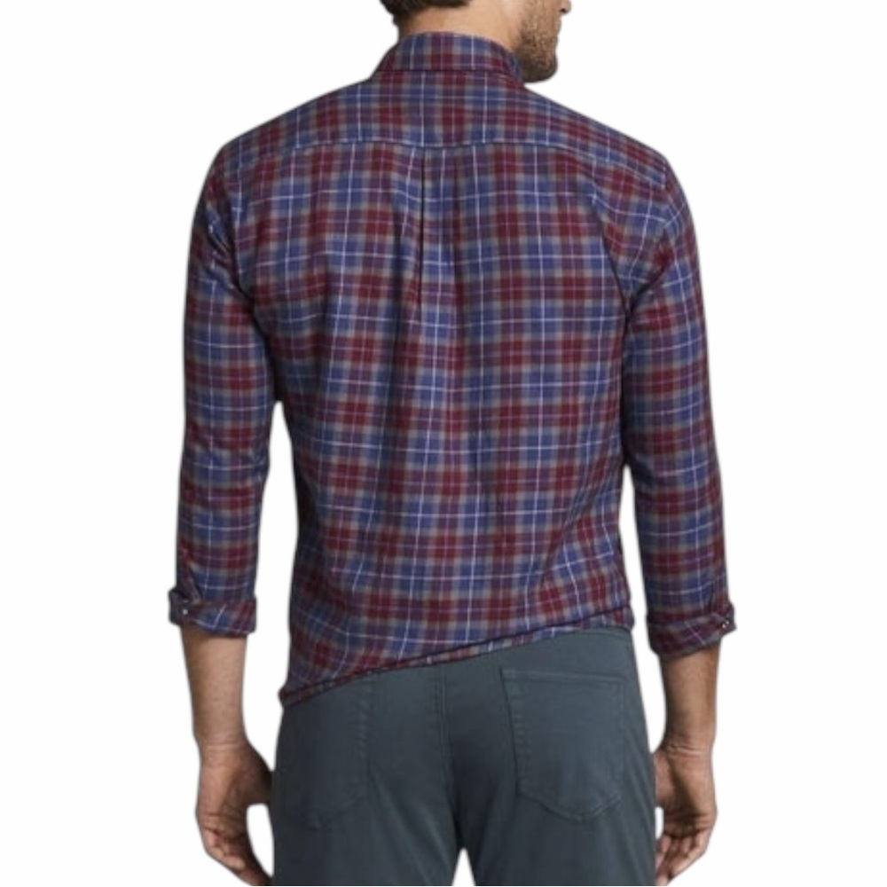 PETER MILLAR ✘ Autumn Soft Beaumont Cotton Sport Button Shirt Red Blue Plaid XL - Picture 2 of 13
